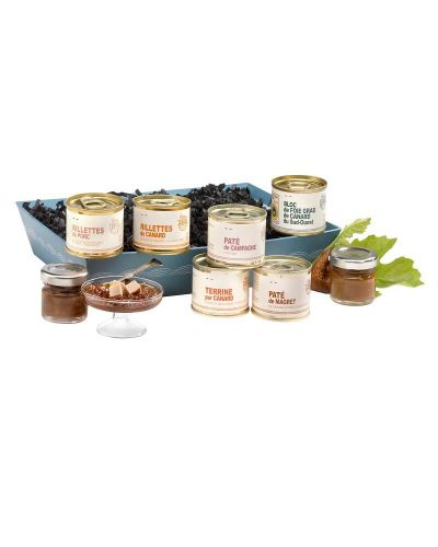 Coffret Cadeau Gourmet : Terrine, Rillettes, Foie gras & confit