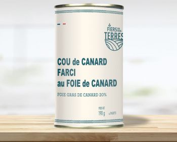 Cou de canard farci au foie de canard (20 % de foie gras) -  Boîte 190 g