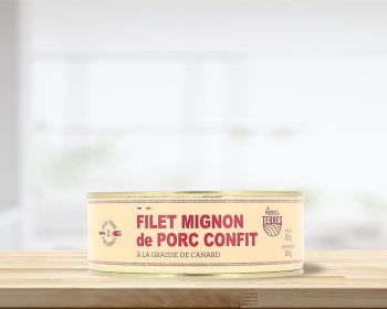 filet mignon de porc en morceaux confit à la graisse de canard - boîte 650 g