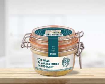 Foie Gras de Canard Entier du Sud-Ouest en conserve bocal 180 g - vente en  ligne - Fiers de Nos Terres